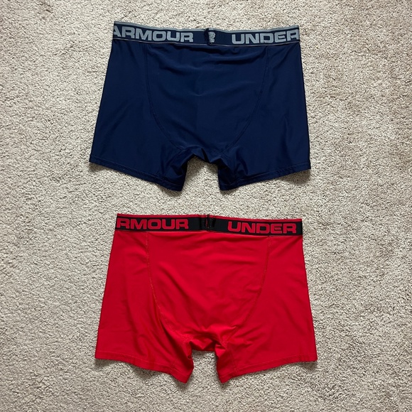 Lot of 2 Pairs Under Armour Boxer Jocks Navy Blue Red Men’s XL - Picture 6 of 6